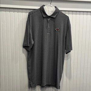 Classic Black and White Striped Polo Shirt with UGA bulldog logo